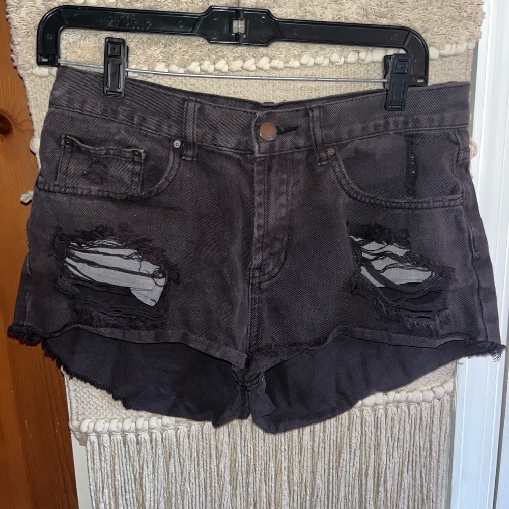 Billabong distressed black jean shorts